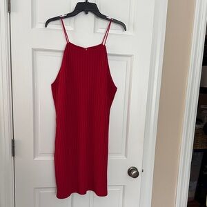 NBD Vibrant Red Ribbed Dress